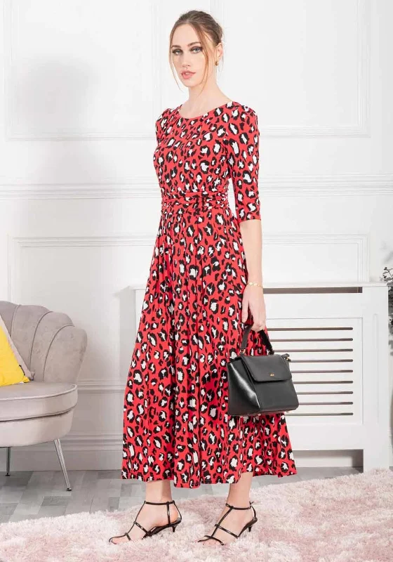 Jolie Moi Dorothy Animal Print Maxi Dress, Red Elegant Silk Maxi Dress