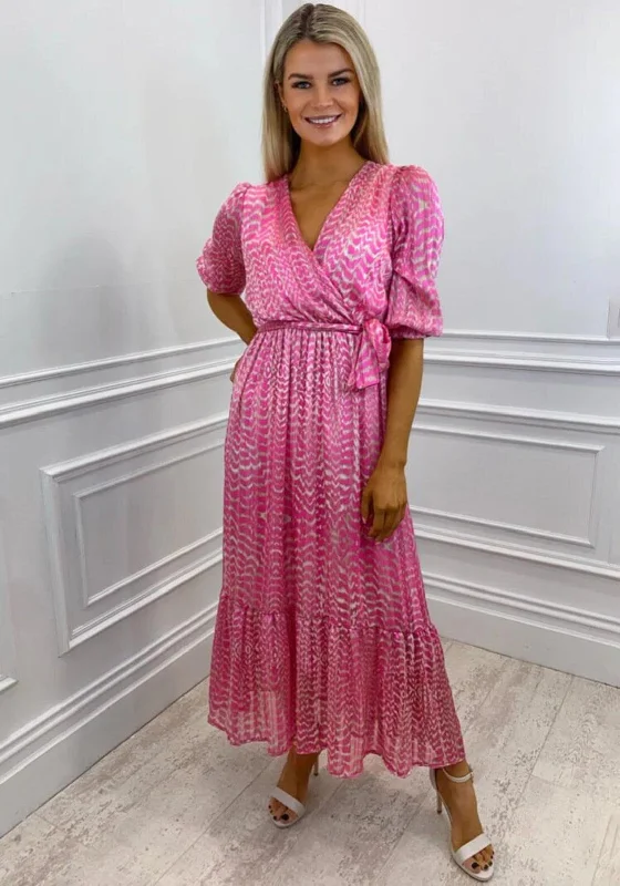 Kate & Pippa Modena Abstract Pattern Maxi Dress, Pink Elegant Velvet Maxi Dress