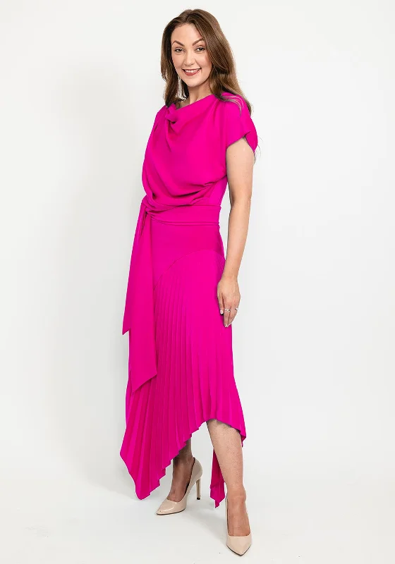 Kevan Jon Mila Pleat Drape Maxi Dress, Pink Comfortable T-Shirt Maxi Dress