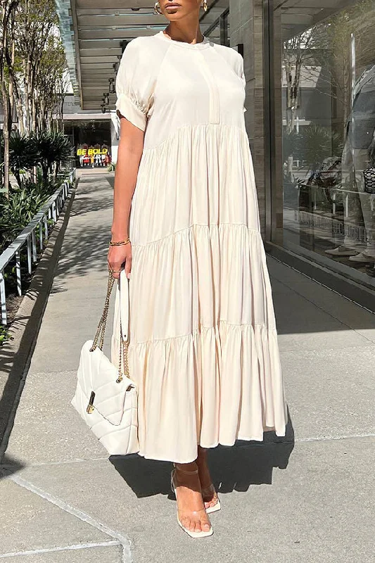 Simple Love Ruffle Hem Maxi Dress Elegant Maxi Dress with Ruffles