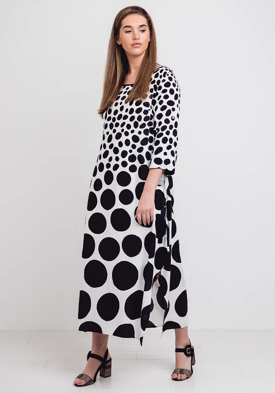 Naya Spot Print Maxi Dress, White & Black Elegant Velvet Maxi Dress