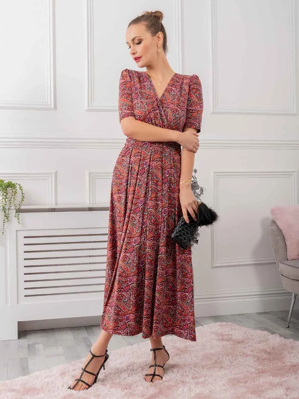 Oakley Wrap Maxi Dress, Paisley Multi Elegant Floral Maxi Dress