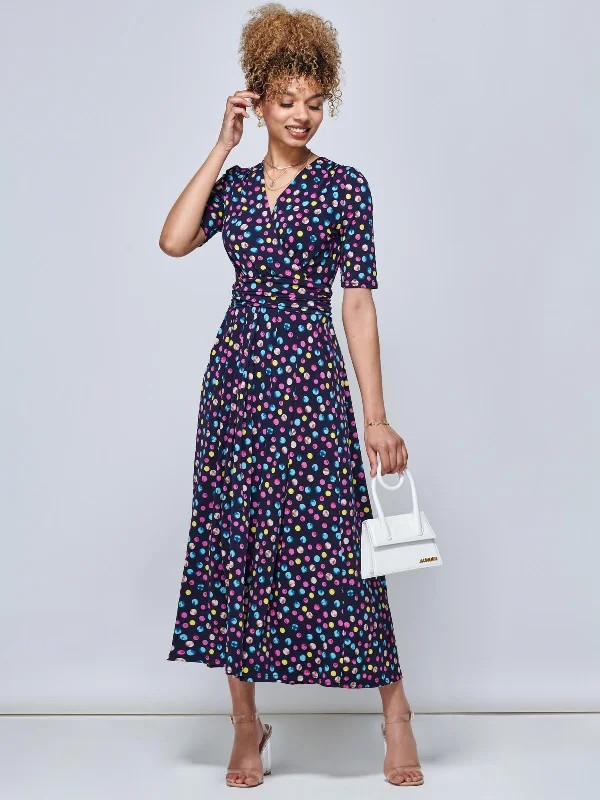 Oakley Wrap Maxi Dress, Spot Multi Trendy Maxi Dress with Lace