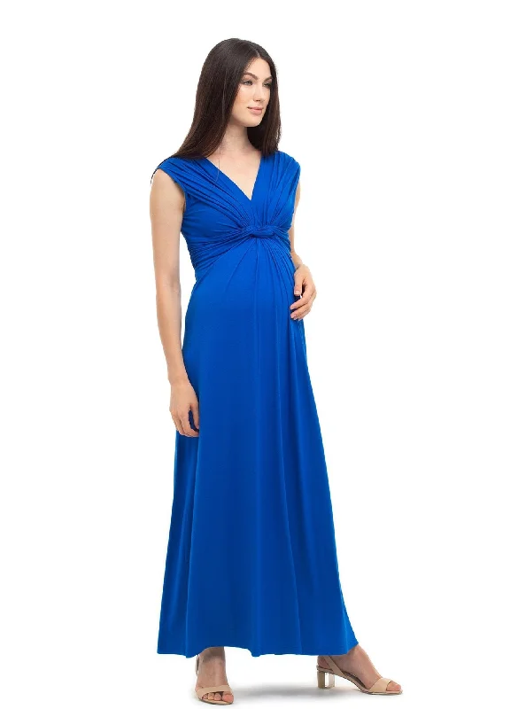 Papaver Maternity & Nursing Maxi Dress - Blue Sapphire Trendy V-Neck Maxi Dress