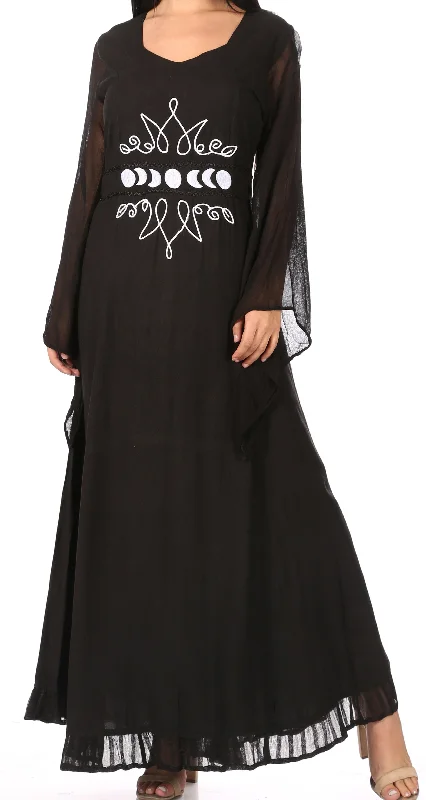 Sakkas Eve Women's Long Sleeve Casual Medieval Renaissance Celtic Maxi Dress Soft Stylish Empire Waist Maxi Dress