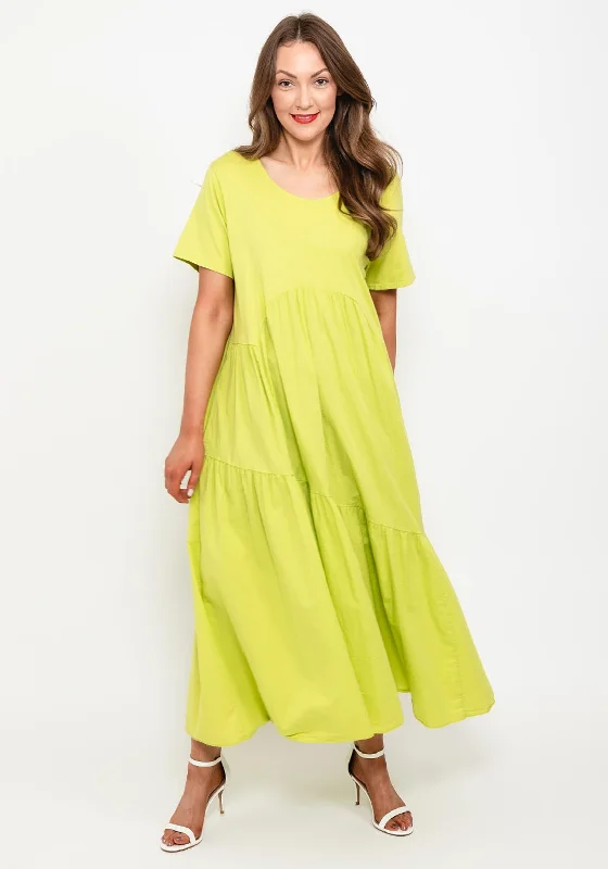 Seventy1 One Size Dome Waist Smock Maxi Dress, Lime Elegant Lace Maxi Dress