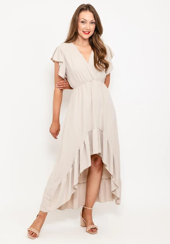 Seventy1 One Size Tiered Maxi Dress, Beige Comfortable Casual Maxi Dress