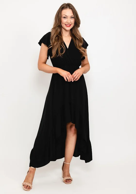 Seventy1 One Size Tiered Maxi Dress, Black Fashionable Chiffon Maxi Dress