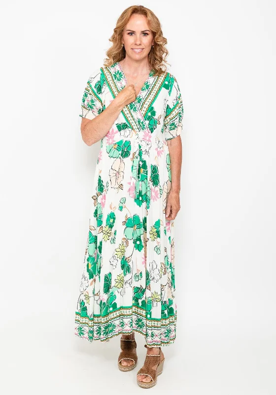 Seventy1 One Size Tropical Maxi Dress, Green Multi Classic Solid Maxi Dress