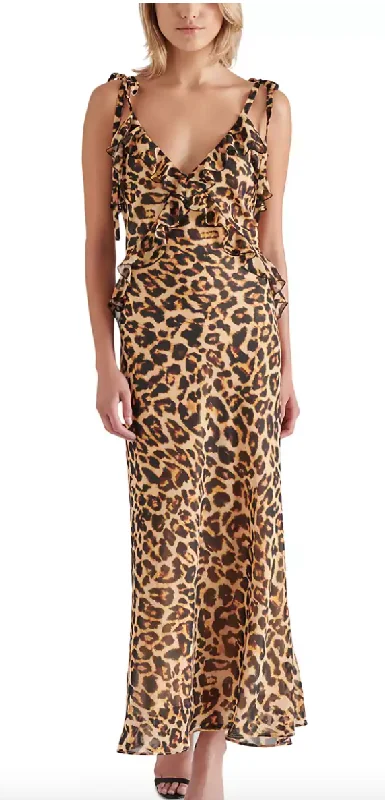 Steve Madden Maxi Dress in Black Floral or Leopard or Solid Black Elegant Tiered Maxi Dress