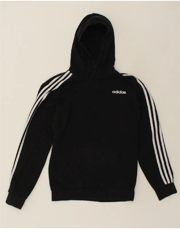 ADIDAS Mens Hoodie Jumper Small Black Cotton Hoodie with Illustration Artistic Creative