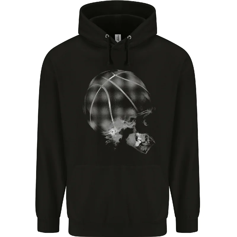 Basketball Skull Mens 80% Cotton Hoodie Zip Hoodie Drawstring Kangaroo Pocket