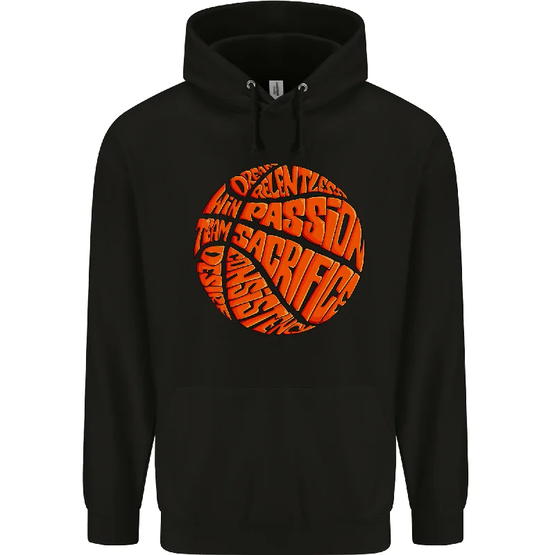 Basketball Word Art Mens 80% Cotton Hoodie Hoodie with Elastic Waist Stretchable Comfortable