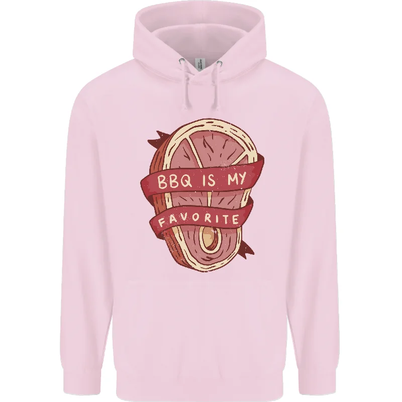 BBQ is My Favourite Funny Steak Grill Braai Mens 80% Cotton Hoodie Hoodie with Mock Neck Collared Structured