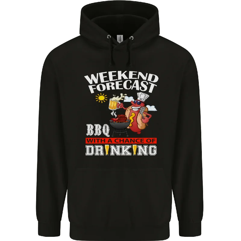 BBQ Weekend Forecast BBQing Alcohol Beer Mens 80% Cotton Hoodie Hoodie with Button Classic Timeless