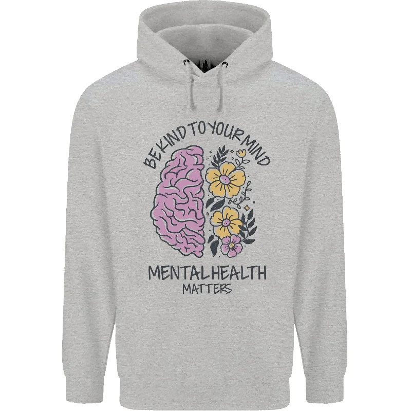 Be Kind to Your Mind Mental Health Mens 80% Cotton Hoodie Hoodie with Contrast Stitching Detailed Premium