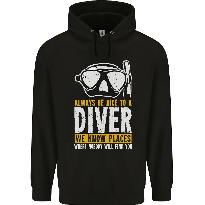 Be Nice to a Scuba Diver Funny Diving Mens 80% Cotton Hoodie Hoodie with Oversized Fit Loose Comfortable