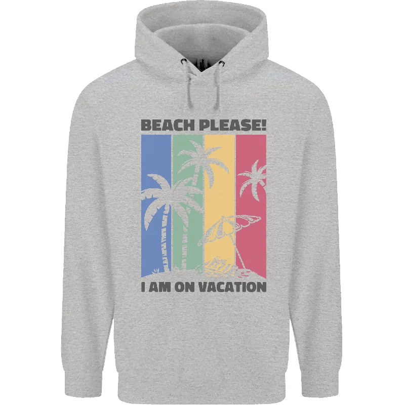 Beach Please Im on Vacation Funny Mens 80% Cotton Hoodie Hoodie with Velcro Closure Adjustable Secure