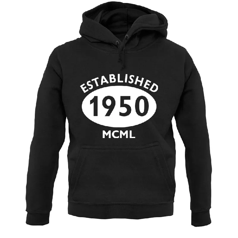 Established 1950 Roman Numerals Unisex Hoodie Hoodie with Ribbed Hem Stretchable Secure