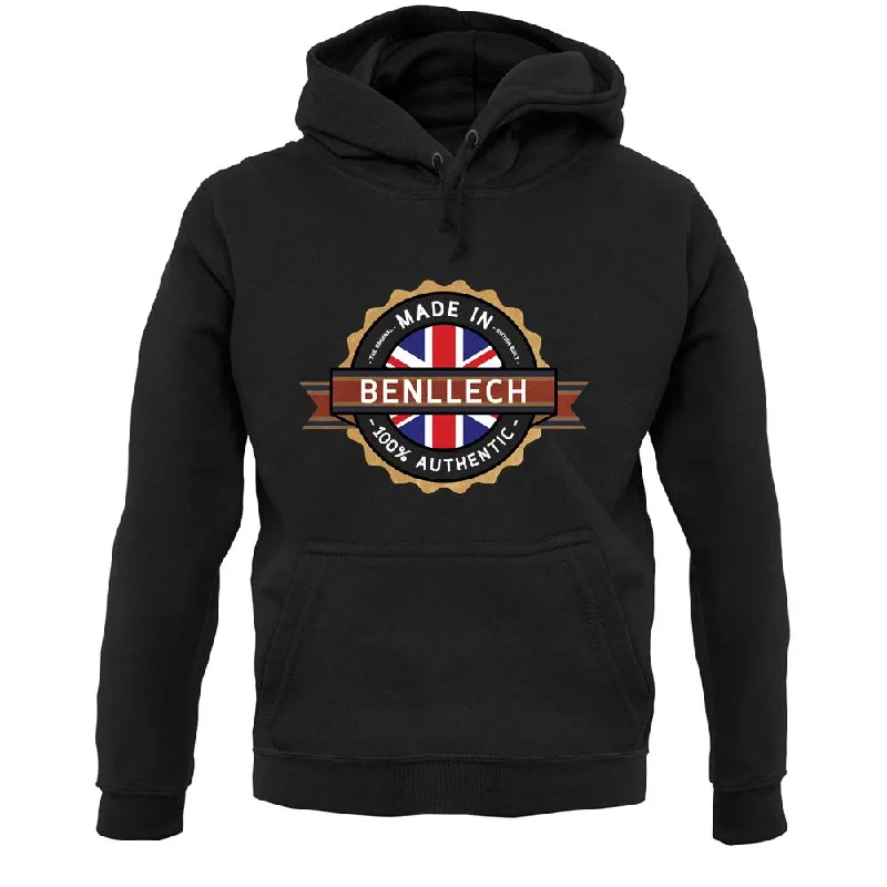 Made In Benllech 100% Authentic Unisex Hoodie Hoodie with Longline Fit Extended Stylish