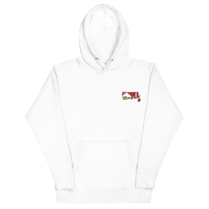 Maryland | Embroidered hoodie Hoodie with Rolled Sleeves Casual Relaxed