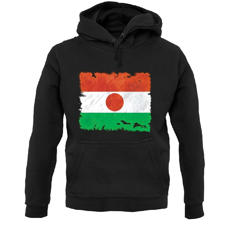 Niger Grunge Style Flag Unisex Hoodie Hoodie with Hem Ribbing Snug Secure