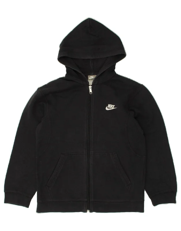 NIKE Boys Zip Hoodie Sweater 10-11 Years Medium Navy Blue Hoodie with Longline Fit Extended Stylish