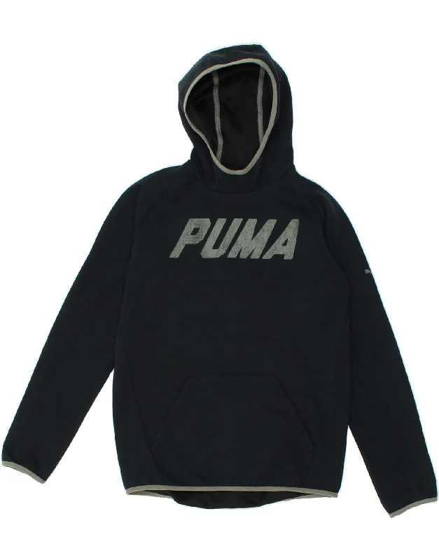 PUMA Boys Graphic Hoodie Jumper 15-16 Years Navy Blue Hoodie with Gradient Ombre Colorful