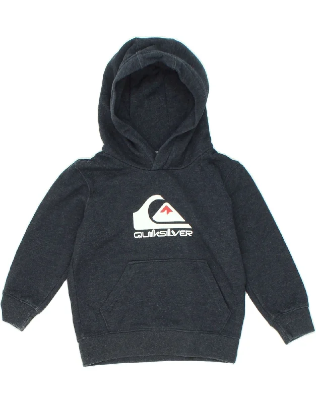 QUIKSILVER Boys Graphic Hoodie Jumper 3-4 Years Navy Blue Cotton Hoodie with Raglan Sleeves Sporty Comfortable