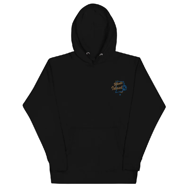 Rhode Island | Embroidered Hoodie Hoodie with Zipper Placket Modern Functional