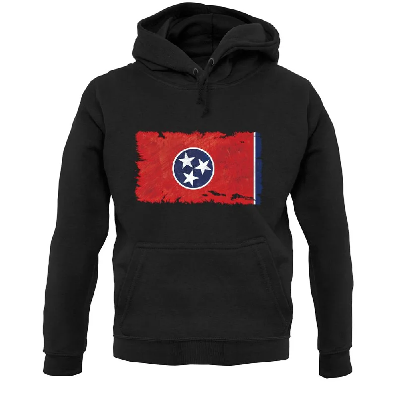 Tennessee Grunge Style Flag Unisex Hoodie Hoodie with Hem Elastic Stretchable Comfortable