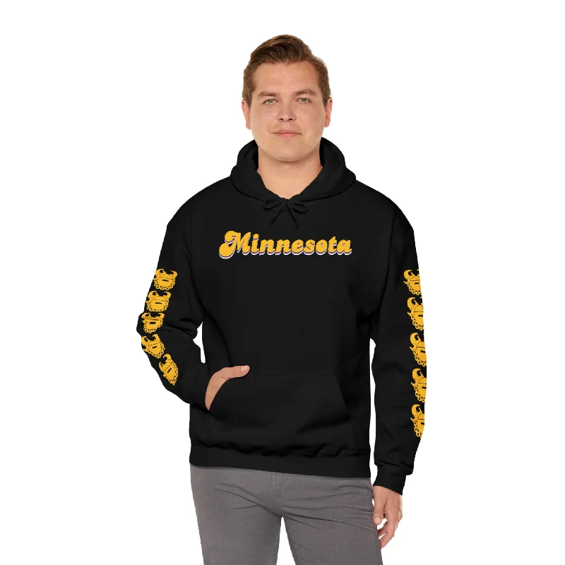 Unisex Heavy Blend™ Hooded Sweatshirt - Minnesota (Retro) + Game Day Helmet (Sleeves) Hoodie with Frayed Bohemian Relaxed