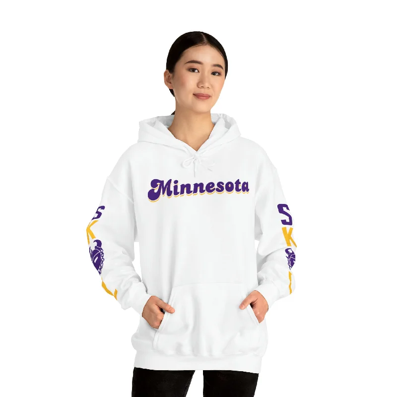 Unisex Heavy Blend™ Hooded Sweatshirt - Minnesota (Retro) + The Original (Sleeves) Cotton Hoodie Fleece Lining Warmth