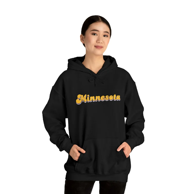 Unisex Heavy Blend™ Hoodie - Minnesota (Retro) Hoodie with Drawstring Waist Adjustable Fitted