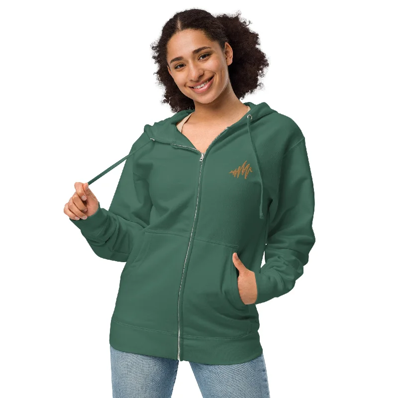 Waves | Unisex fleece zip up hoodie Hoodie with Tied Waist Feminine Flattering