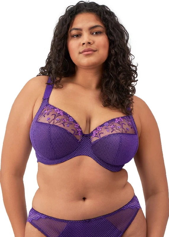 Charley UW Plunge Bra In Iris - Elomi Trendy Lace Bra