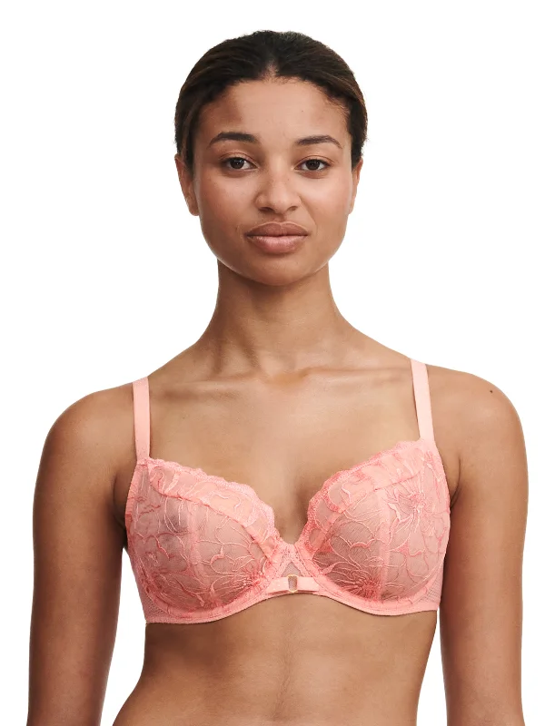 Fleurs Lace Unlined Plunge Bra In Candlelight Peach - Chantelle Soft Strapless Bra