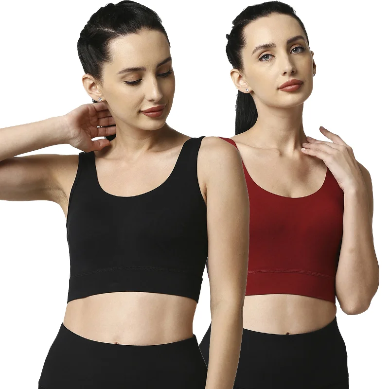 Medium Impact Non Padded Non Wired Long Line Sports Bra (Pack of 2) CB-910 Breathable Wireless Bra