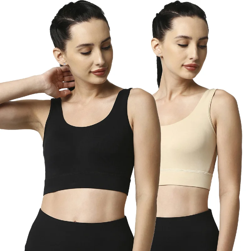 Medium Impact Non Padded Non Wired Long Line Sports Bra (Pack of 2) CB-910 Cozy Sleep Bra