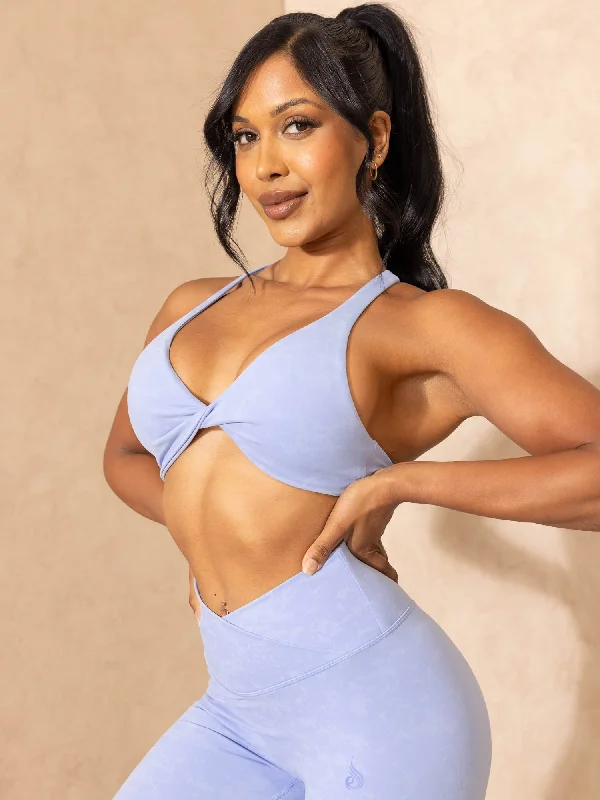 NKD Stonewash Twist Sports Bra - Cornflower Blue Stonewash Elegant Cotton Bra