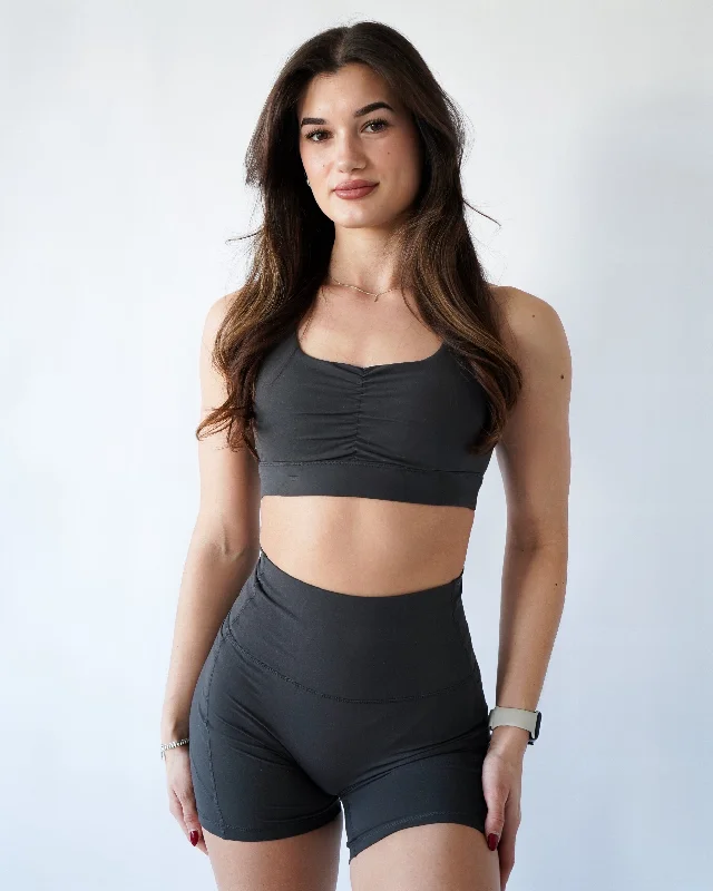 Performance Scrunch Bra - Iron Soft Mesh Bralette