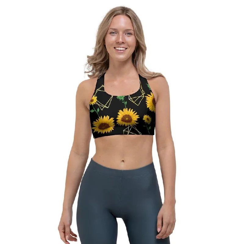 Polygonal Sunflower Sports Bra Elegant Silk Bra