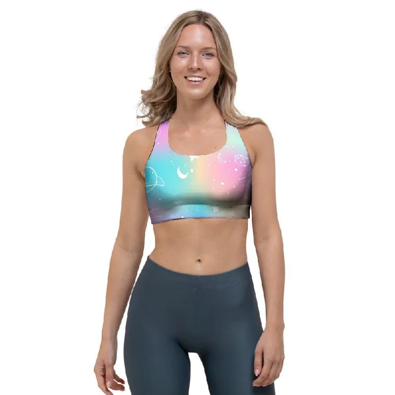 Print Holographic Sports Bra Soft Lace Bralette