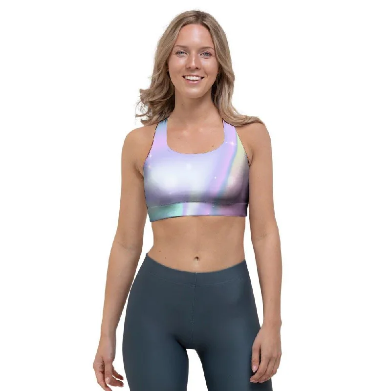 Psychedelic Holographic Sports Bra Chic Lace Bralette