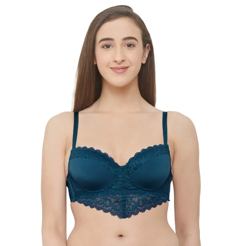 Semi/Medium Coverage Padded Wired Demi Cup Lace Bra- FB-546 Comfortable Bralette Style