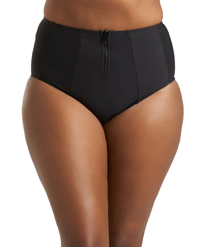 Always For Me Black Plus Size Jax Zip Front Tankini Bottom Comfortable Swim Shorts