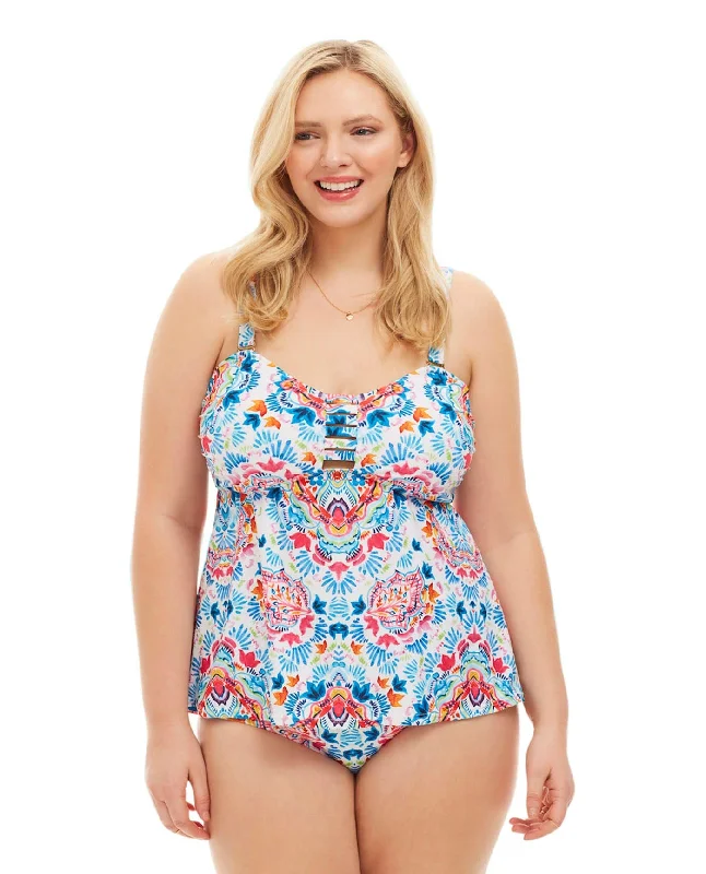 Always For Me Festival Plus Size Tankini Top with Matching Tankini Bottom Sleek Mesh Bikini