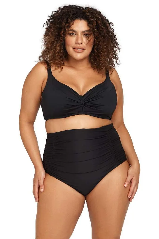 Artesands Hues High Waisted Ruched Swim Pant Elegant Ruffle Swimsuit