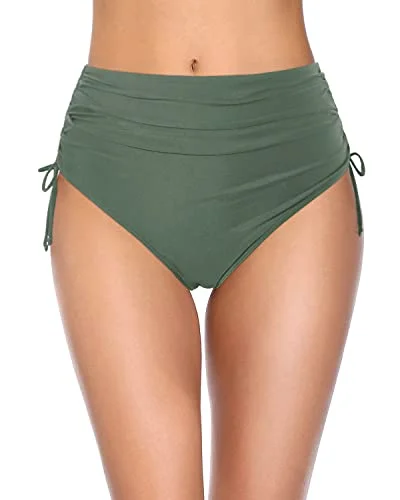 High Waisted Full Coverage Swim Shorts Women's Tummy Control Bikini Bottoms Mesh Panel Swimwear