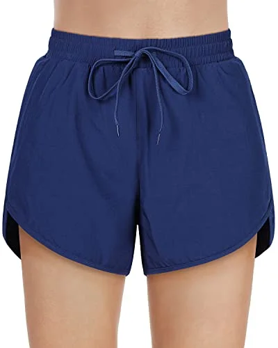 High Waisted Swim Shorts with Pockets Women's Board Shorts Bathing Shorts Playful Pattern Swimsuit